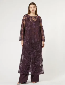 Marina Rinaldi Pantalon en envers satin brillant BORDEAUX Discount