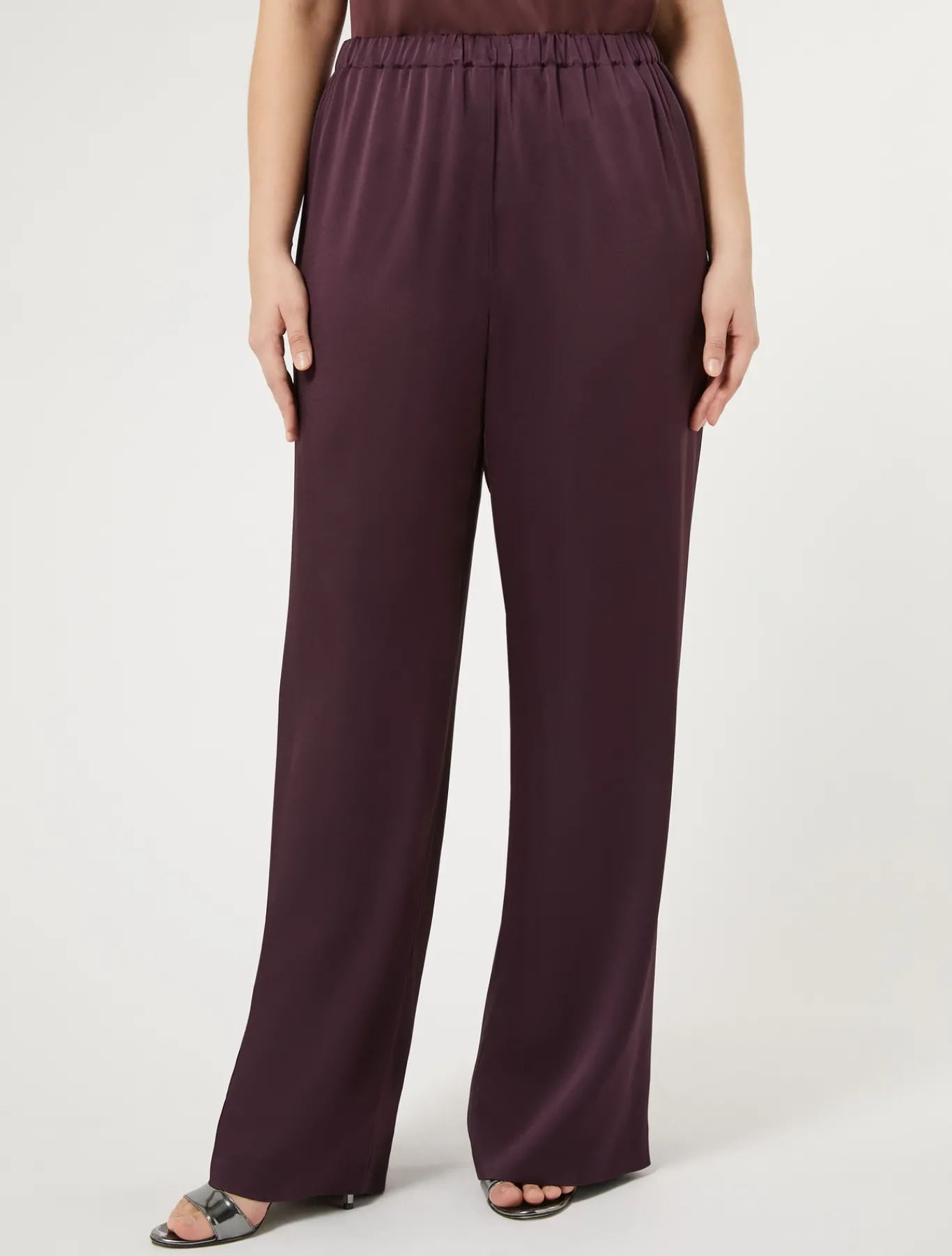 Marina Rinaldi Pantalon en envers satin brillant BORDEAUX Discount