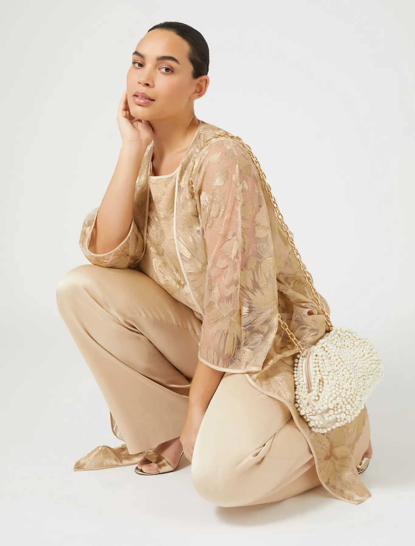 Marina Rinaldi Pantalon en envers satin brillant MIEL Discount