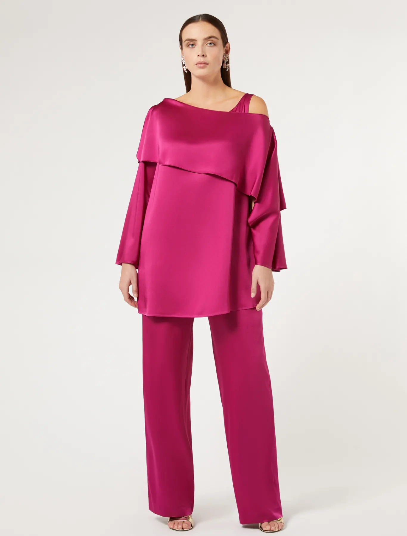 Marina Rinaldi Pantalon en envers satin brillant FRAMBOISE Best