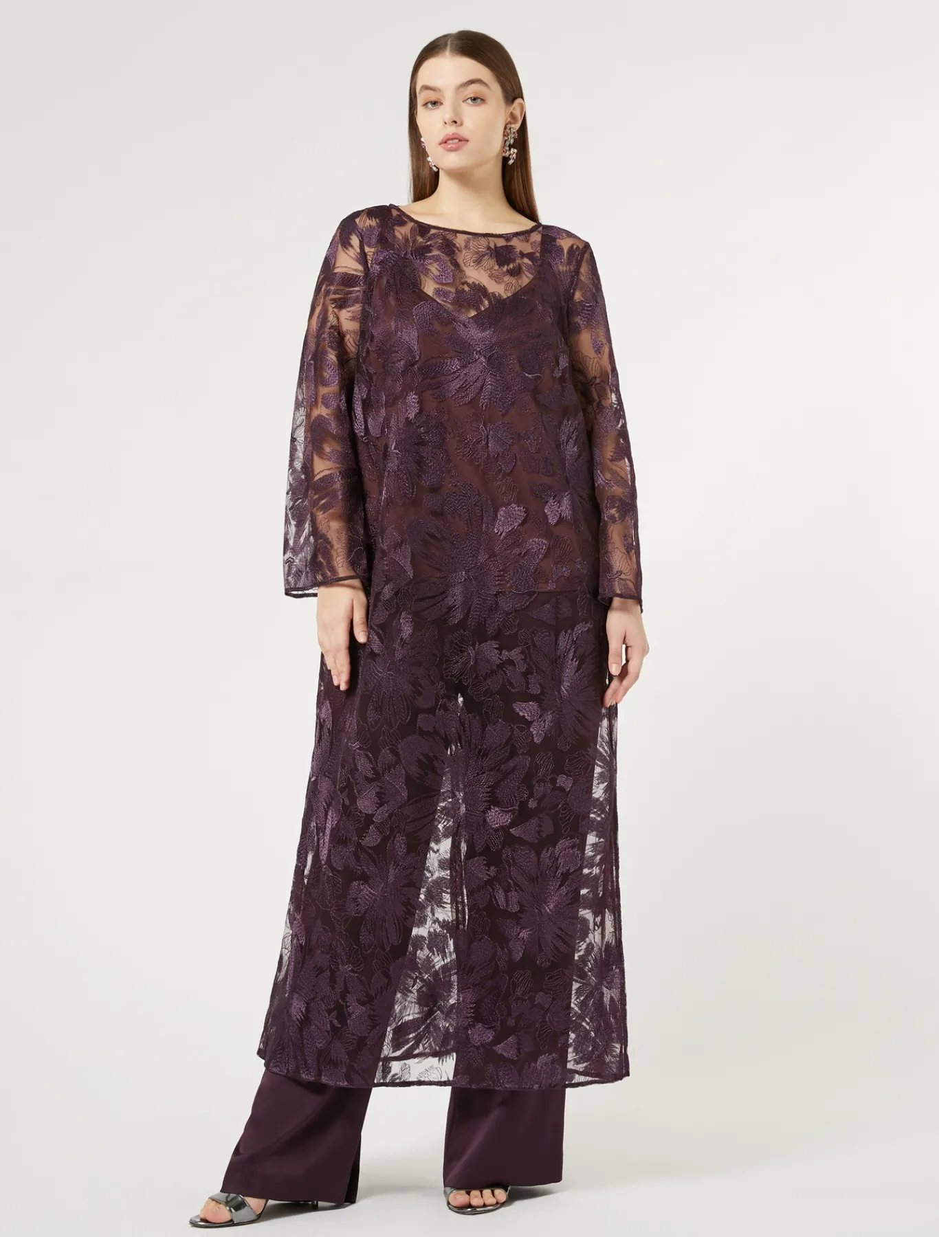 Marina Rinaldi Pantalon en envers satin brillant BORDEAUX Discount