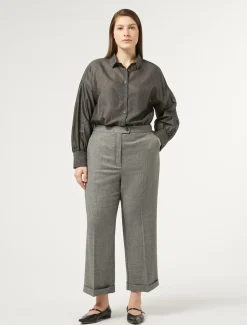 Marina Rinaldi Pantalon en flanelle de laine GRISFONCE Outlet