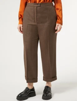 Marina Rinaldi Pantalon en flanelle de laine BRUN Sale