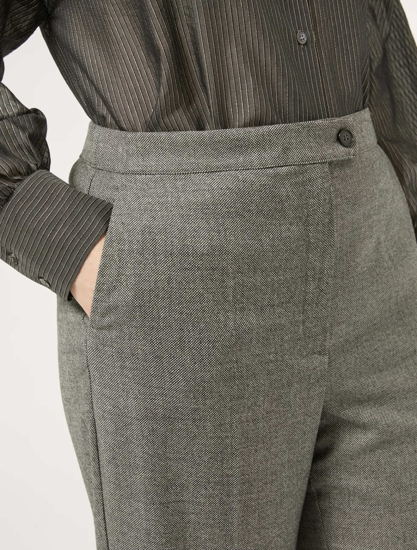 Marina Rinaldi Pantalon en flanelle de laine GRISFONCE Outlet