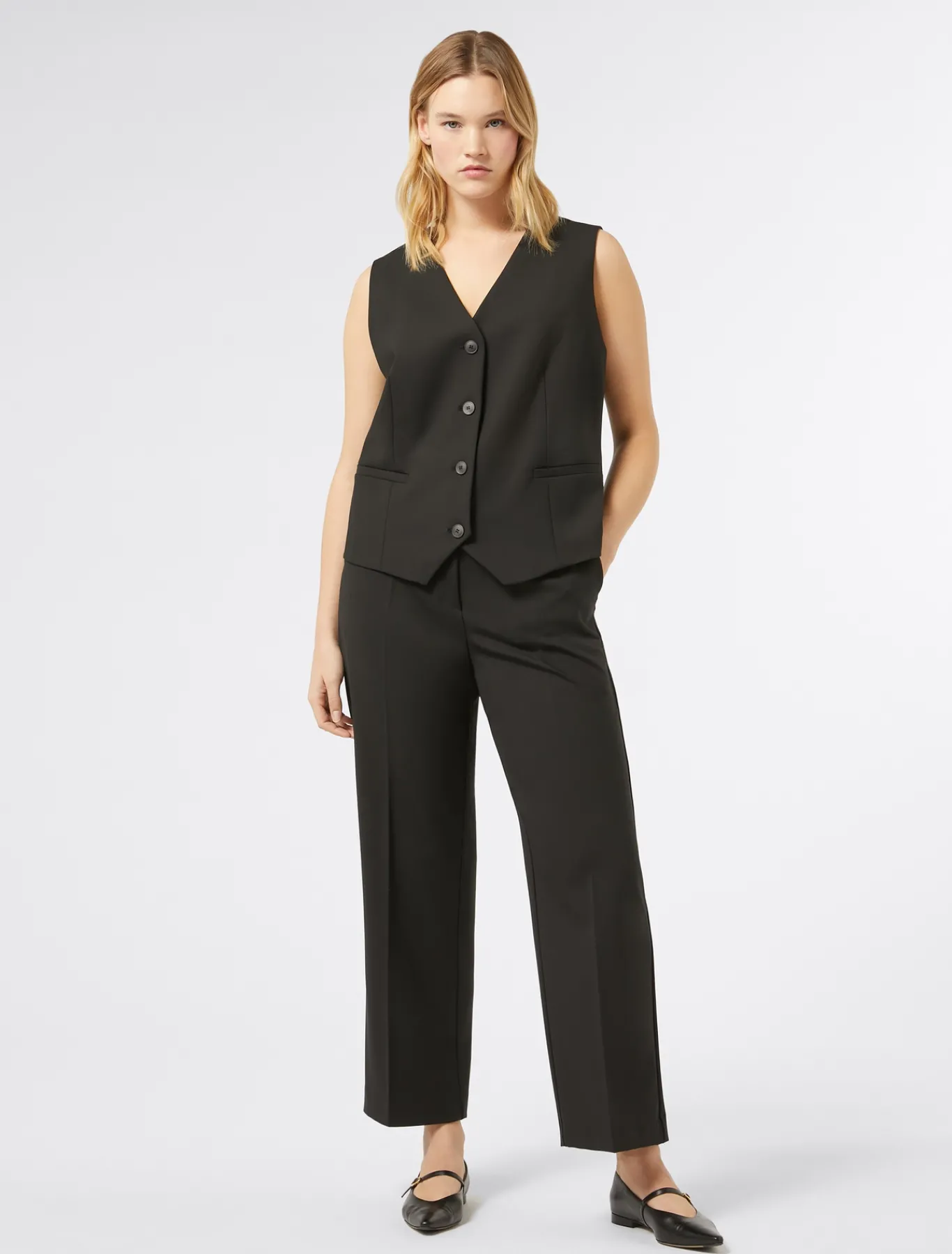Marina Rinaldi Pantalon en gabardine de laine NOIR Clearance