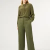 Marina Rinaldi Pantalon en gabardine de laine VERT Clearance