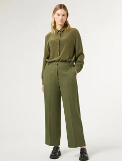 Marina Rinaldi Pantalon en gabardine de laine VERT Clearance