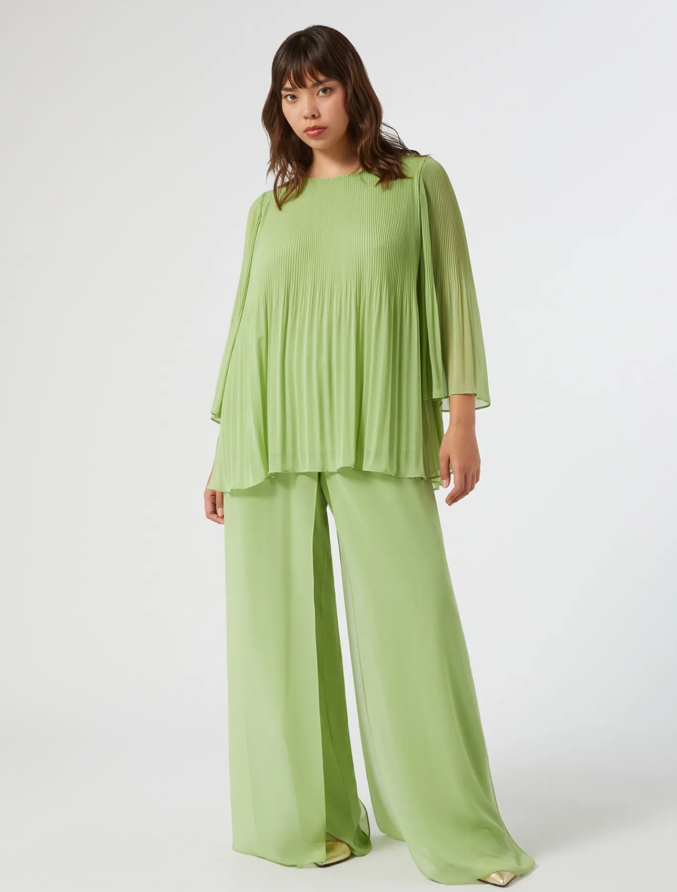 Marina Rinaldi Pantalon en georgette VERTOLIVE Outlet
