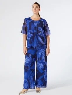 Marina Rinaldi Pantalon en georgette BLEUNUIT Online