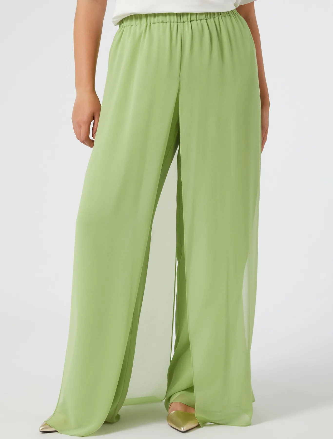Marina Rinaldi Pantalon en georgette VERTOLIVE Outlet