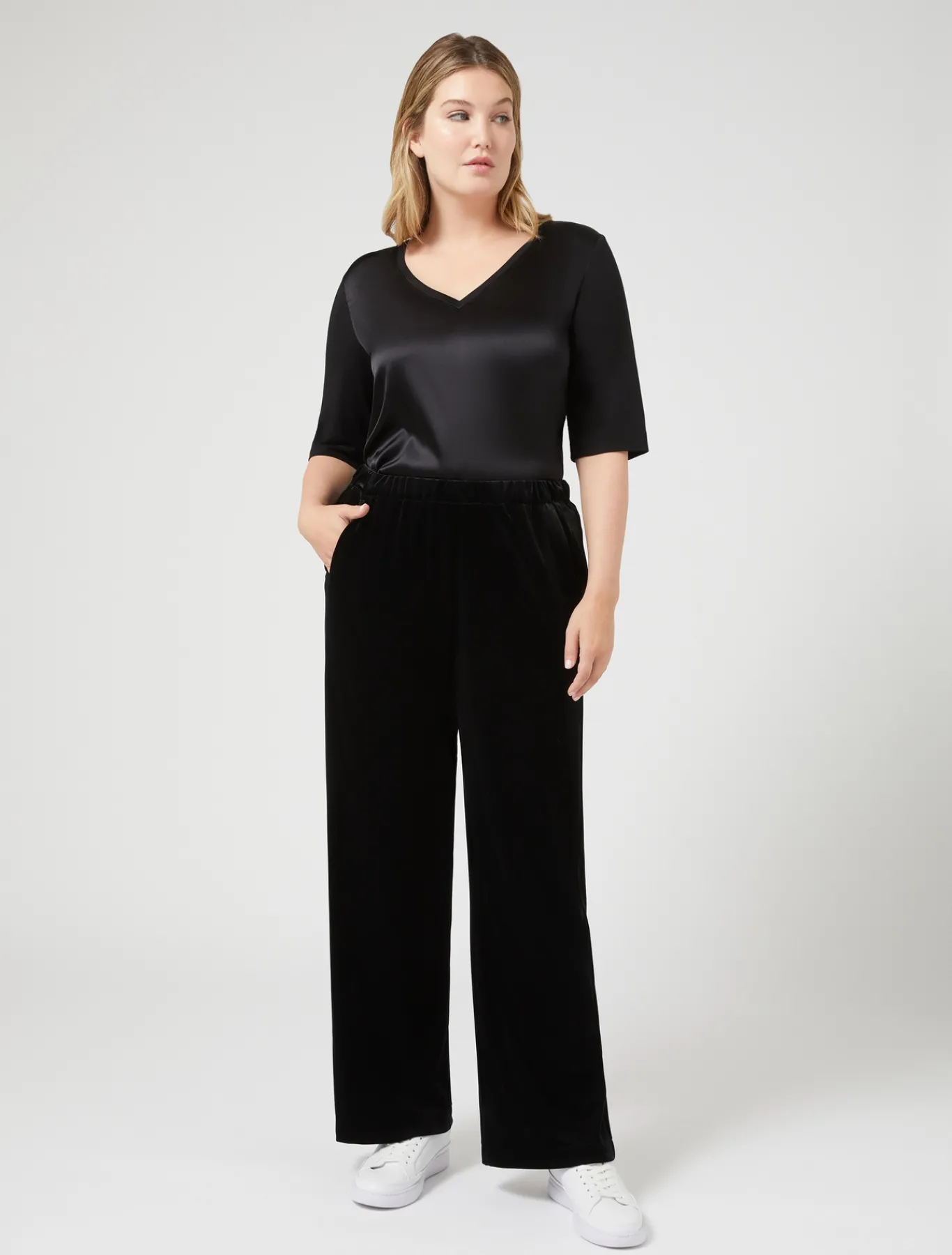 Marina Rinaldi Pantalon en jersey de velours NOIR Best