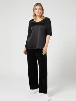 Marina Rinaldi Pantalon en jersey de velours NOIR Best