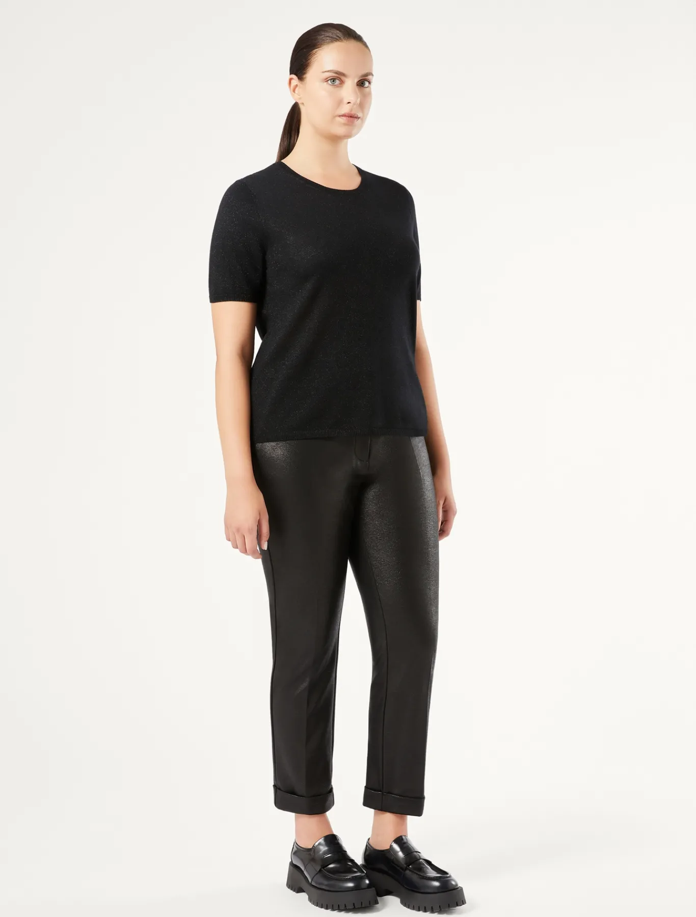 Marina Rinaldi Pantalon en jersey lamé NOIR Best