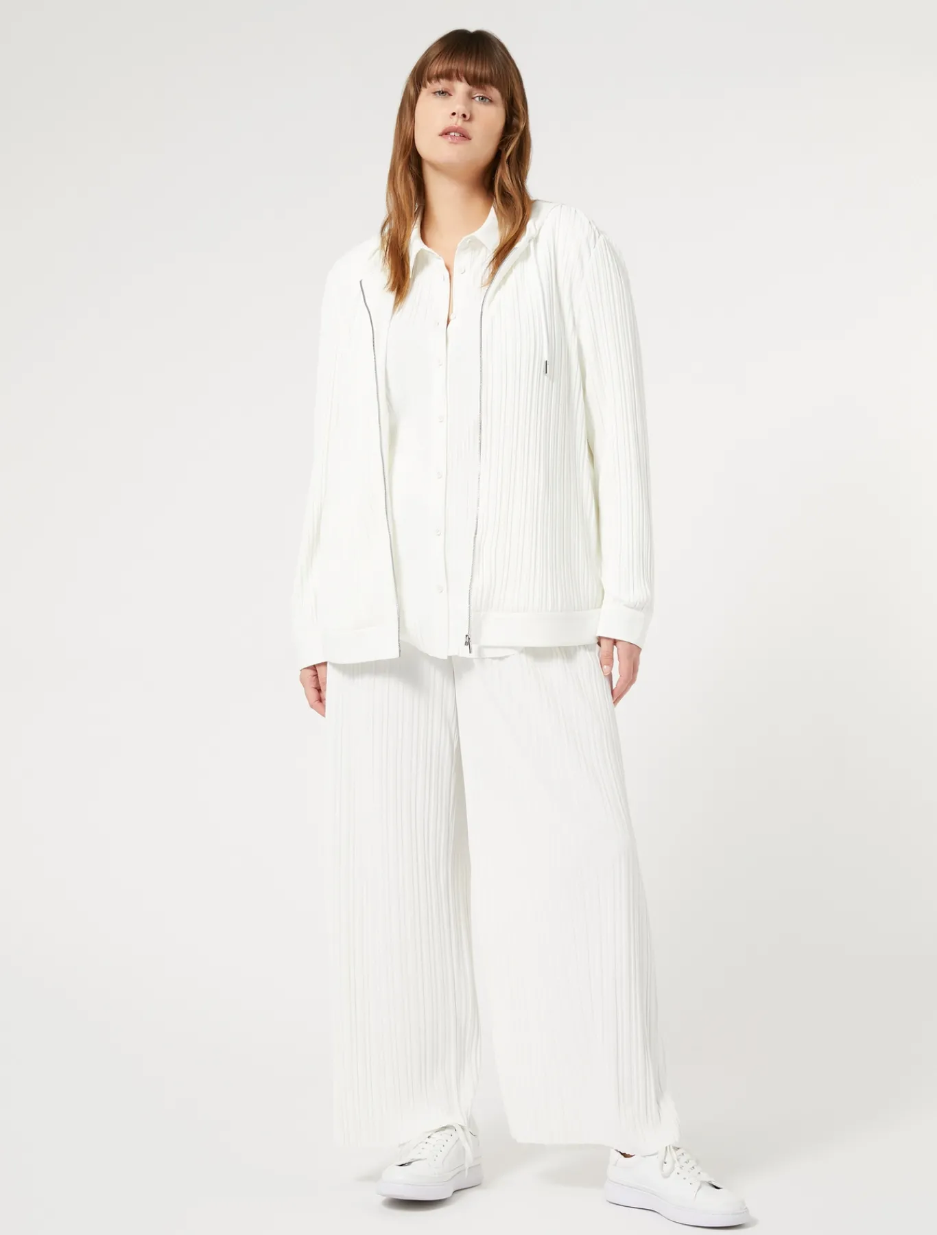 Marina Rinaldi Pantalon en jersey plissé BLANC New