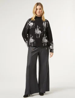 Marina Rinaldi Pantalon en laine et soie BLEUJEANS Discount
