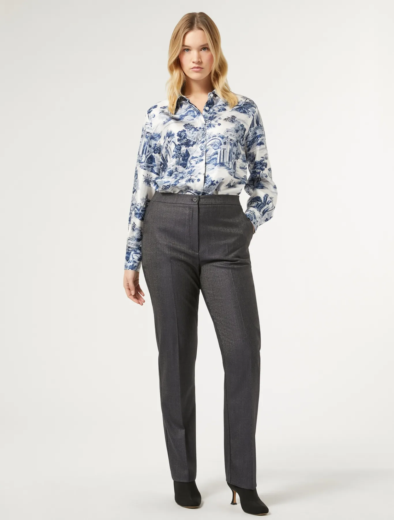 Marina Rinaldi Pantalon en laine et soie BLEUJEANS Online