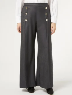 Marina Rinaldi Pantalon en laine et soie BLEUJEANS Discount