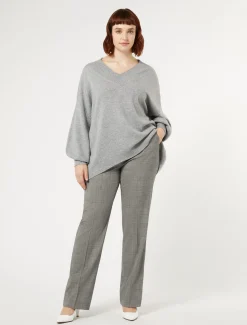 Marina Rinaldi Pantalon en laine foulée NOIRBLANC New