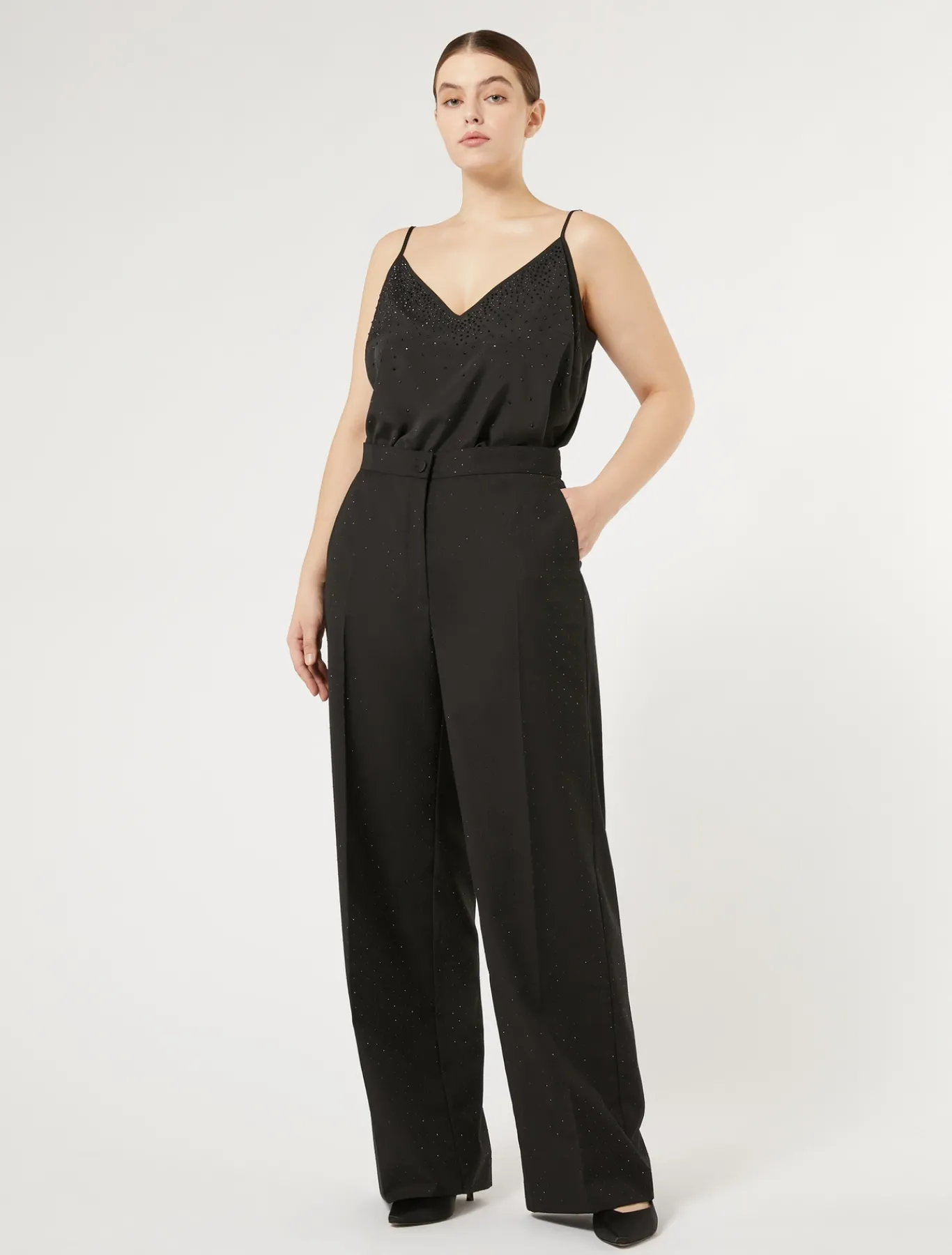 Marina Rinaldi Pantalon en levantine avec strass NOIR Clearance
