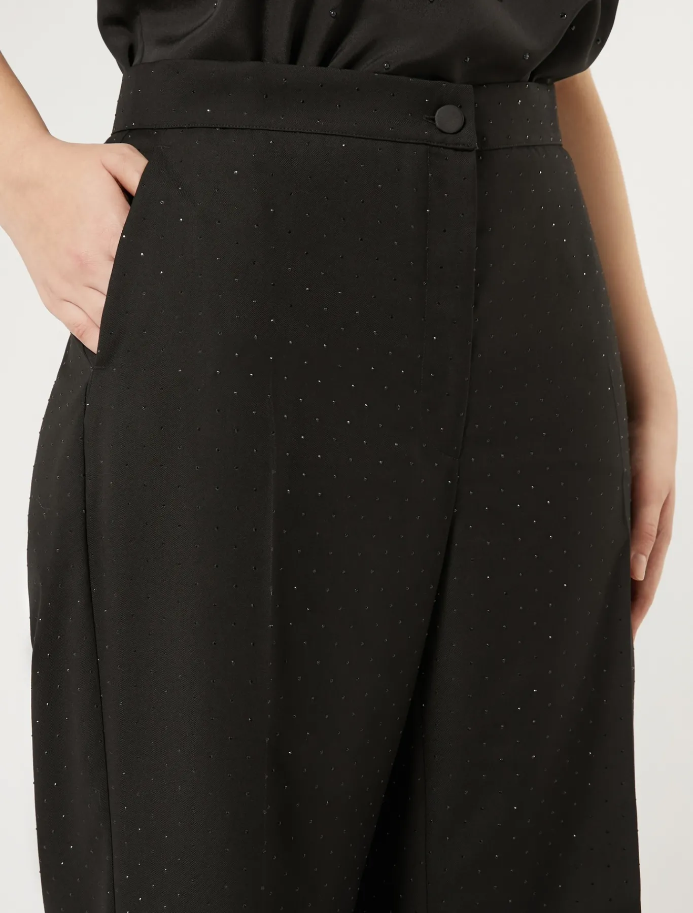 Marina Rinaldi Pantalon en levantine avec strass NOIR Clearance