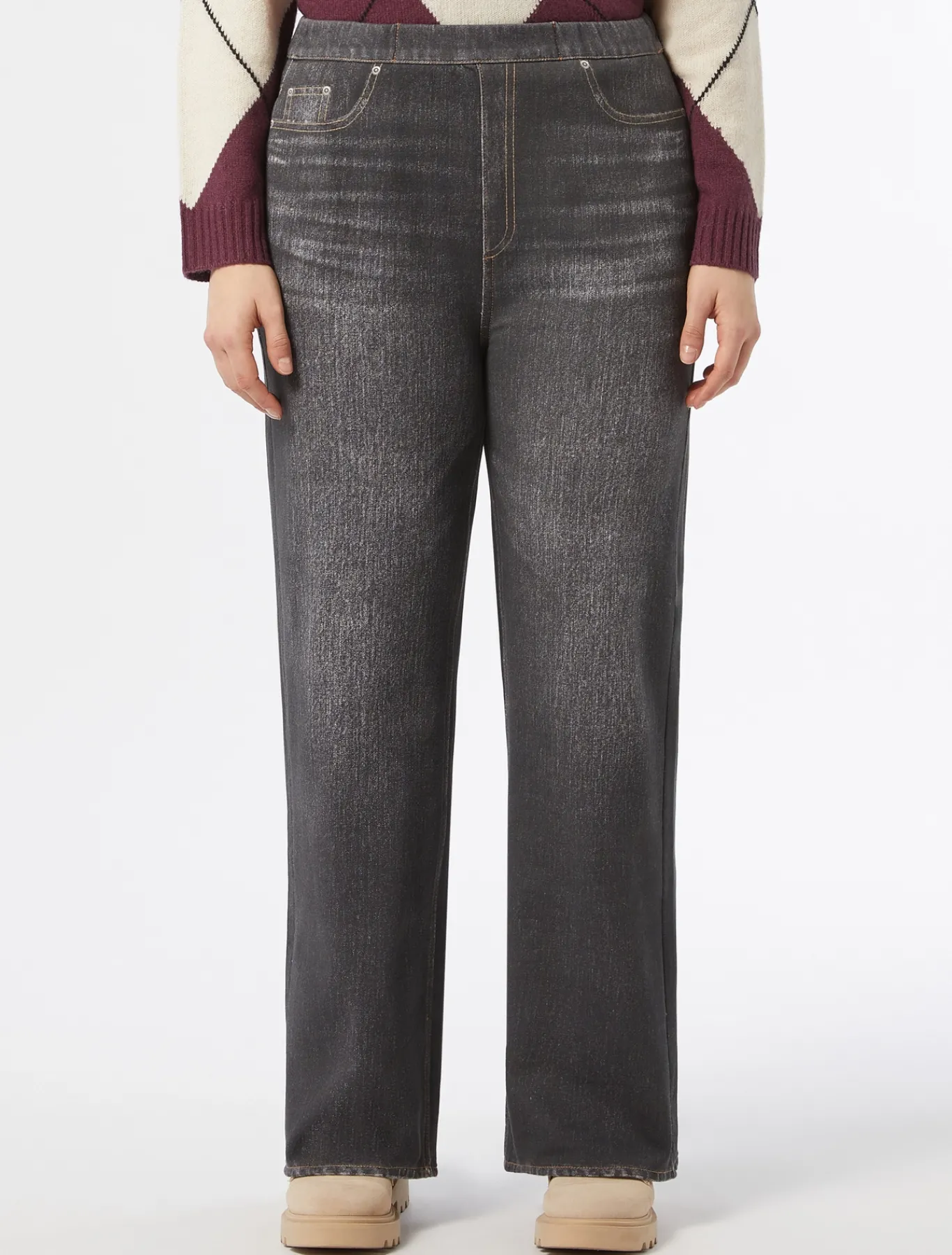 Marina Rinaldi Pantalon en molleton imprimé NOIR Fashion