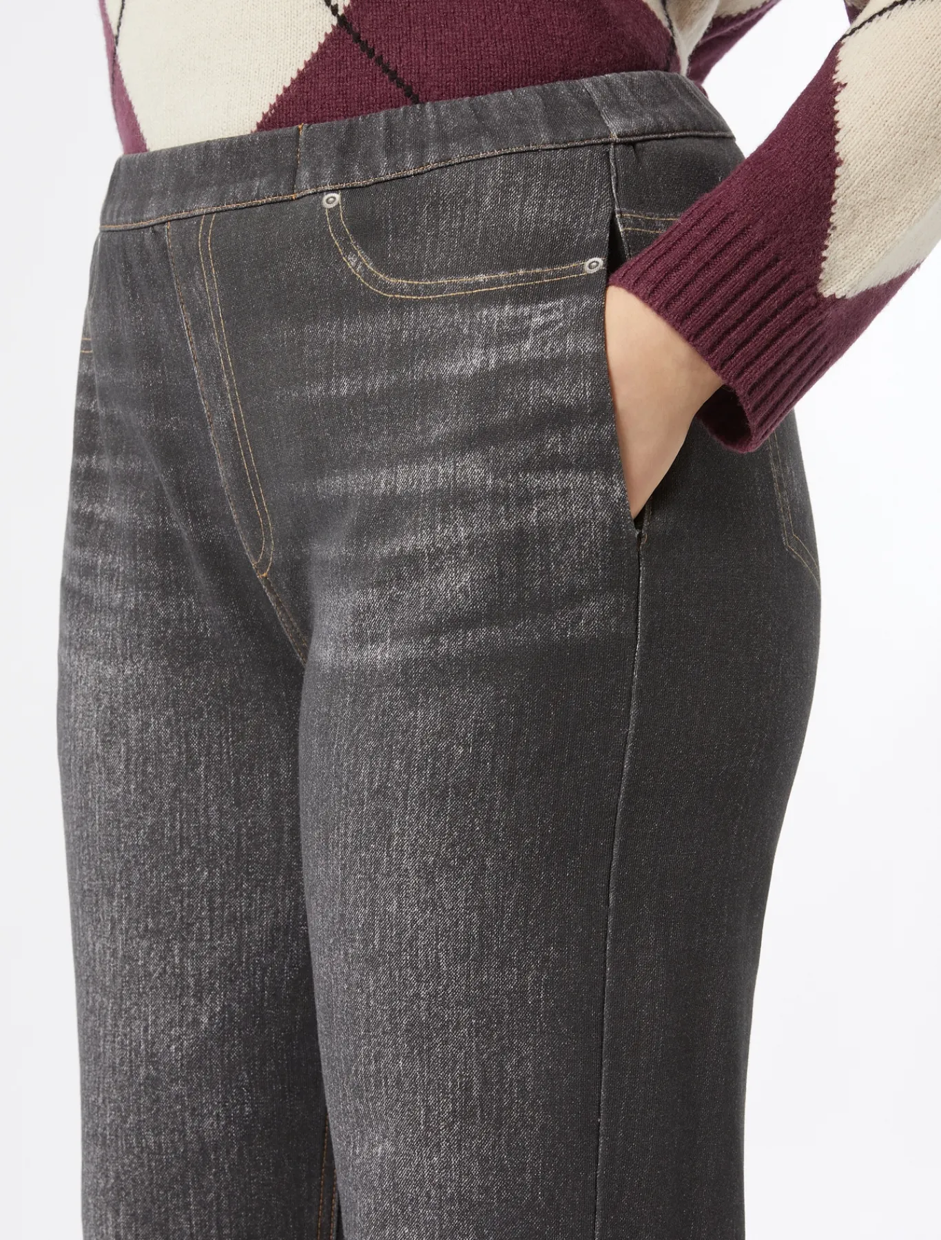 Marina Rinaldi Pantalon en molleton imprimé NOIR Fashion