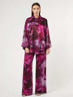Marina Rinaldi Pantalon en satin de soie BORDEAUX Best