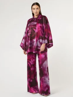 Marina Rinaldi Pantalon en satin de soie BORDEAUX Best