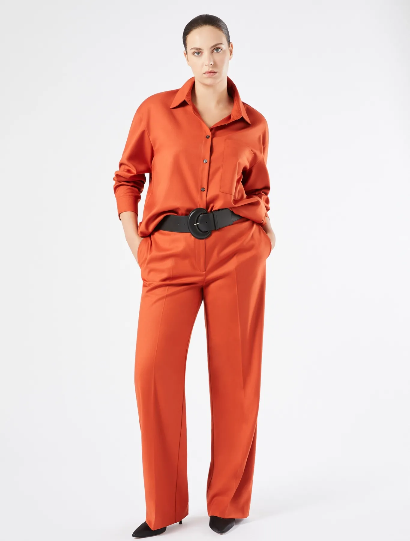 Marina Rinaldi Pantalon en sergé ROUILLE Sale