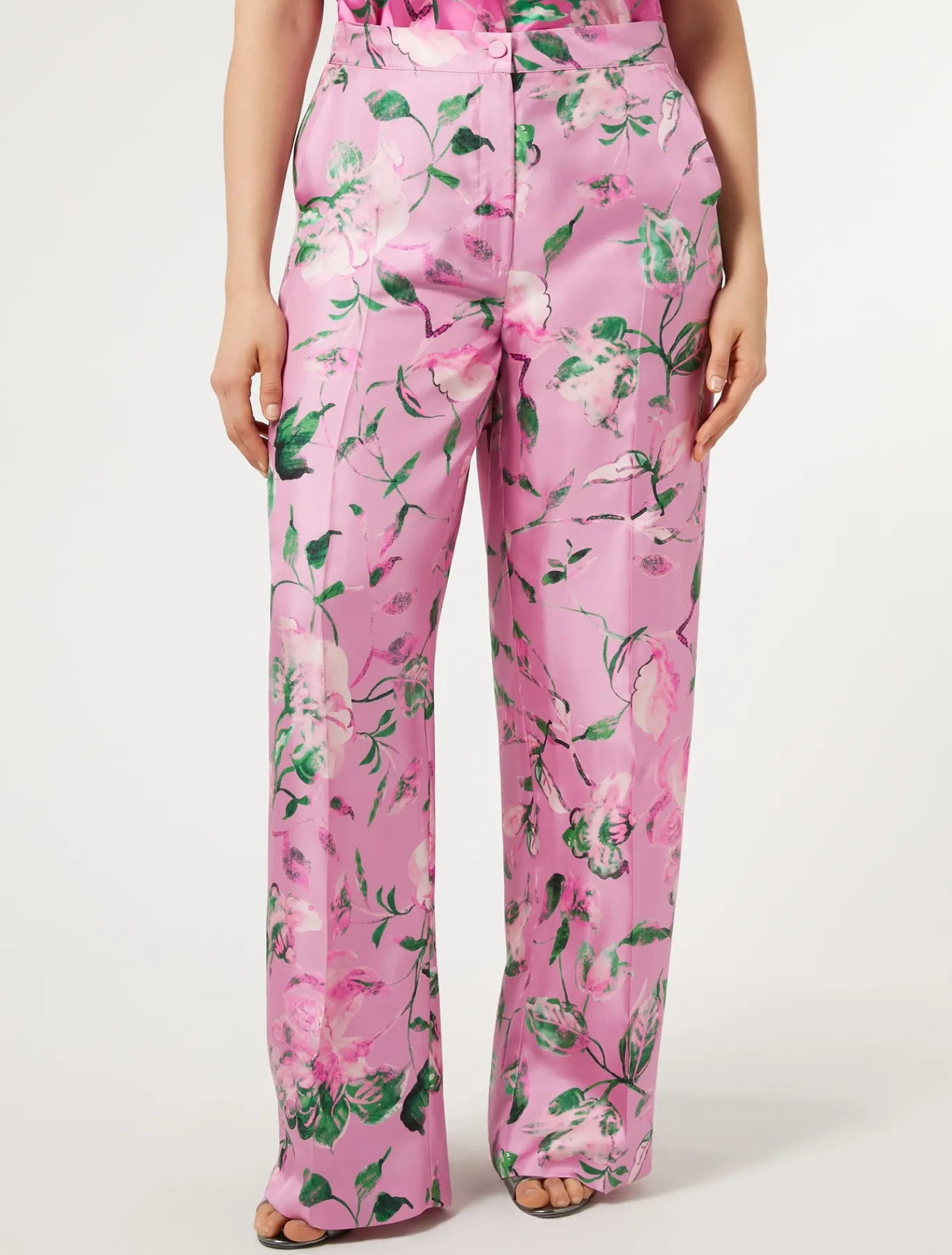 Marina Rinaldi Pantalon en sergé de soie ROSE Hot