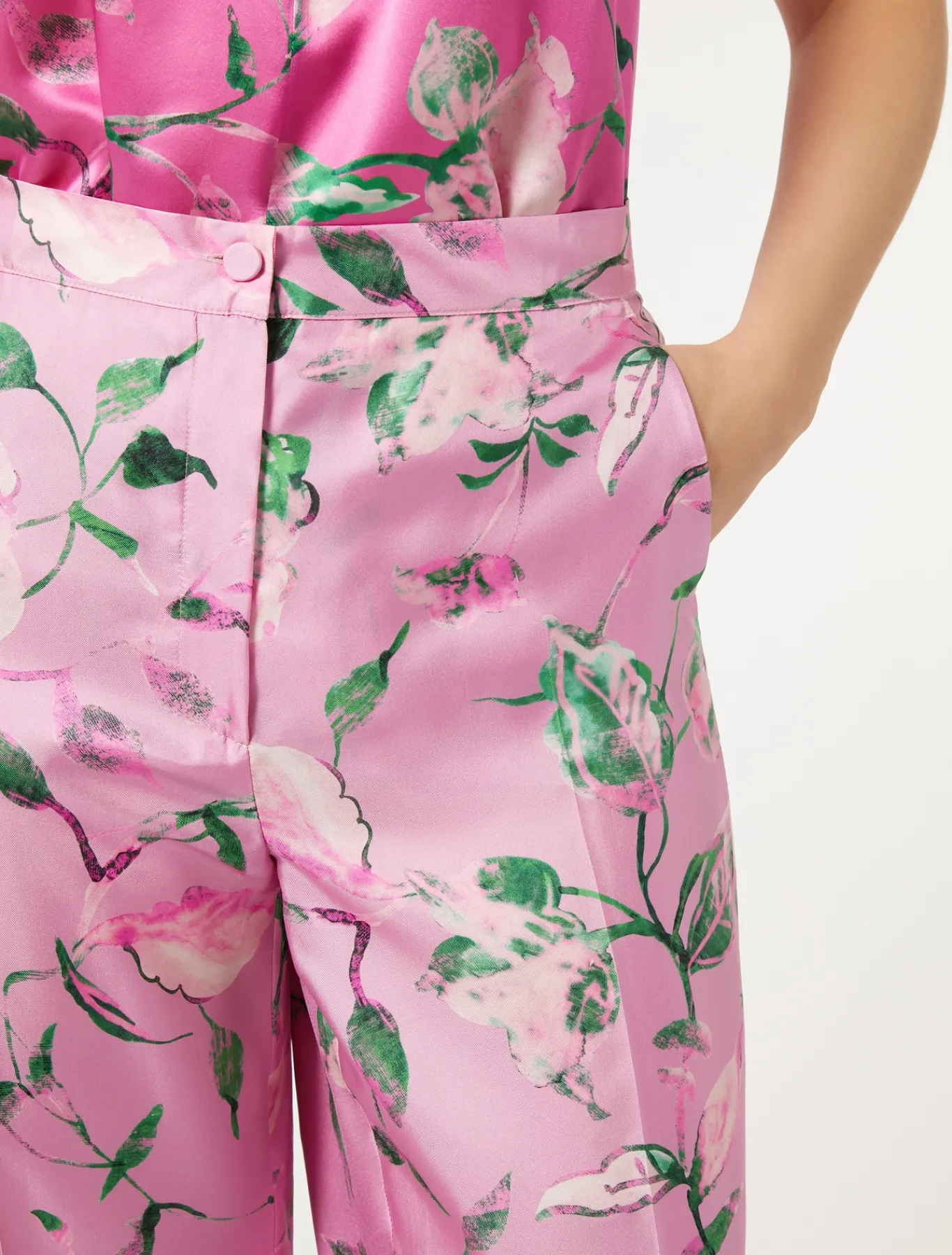 Marina Rinaldi Pantalon en sergé de soie ROSE Hot