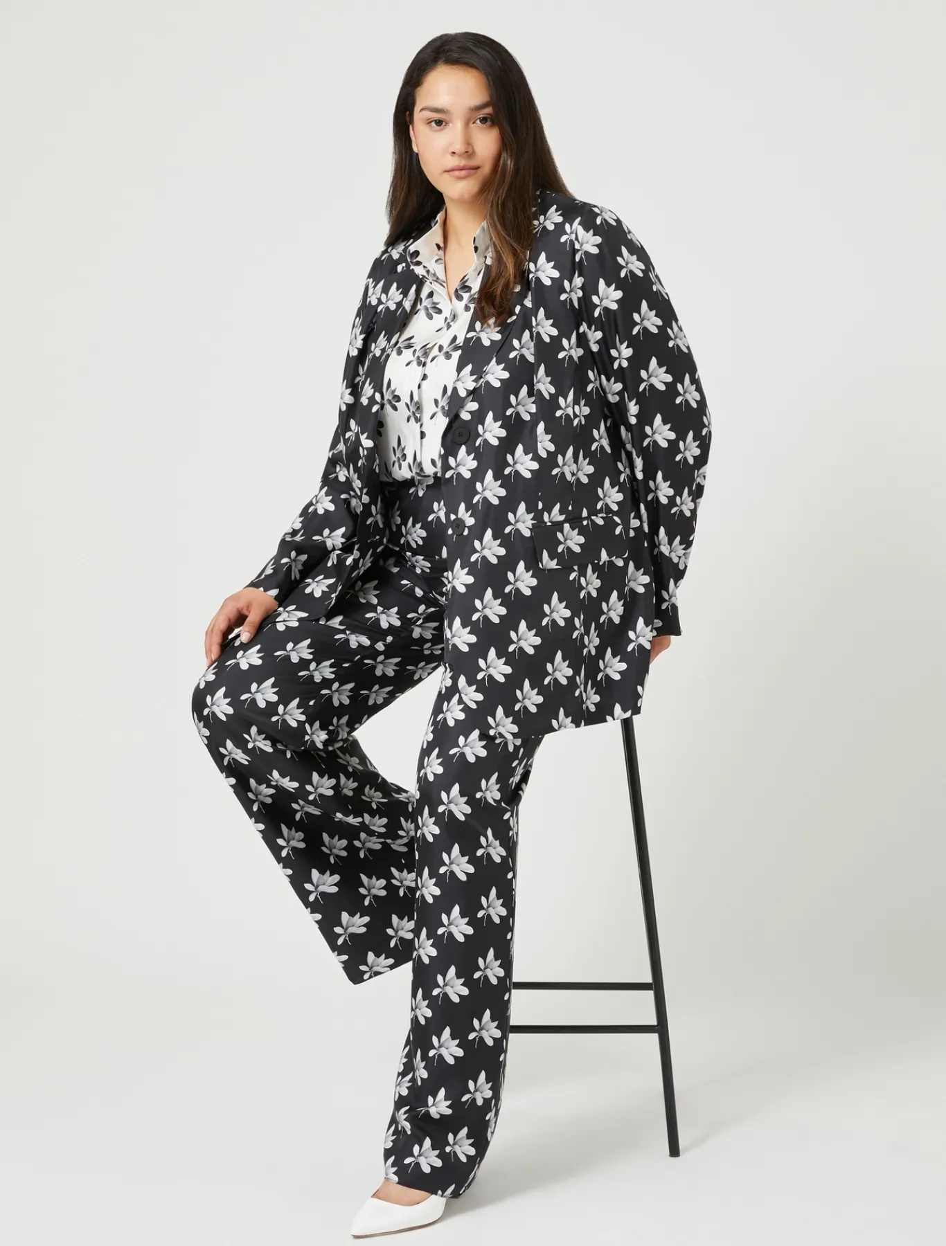 Marina Rinaldi Pantalon en sergé de soie NOIR Outlet