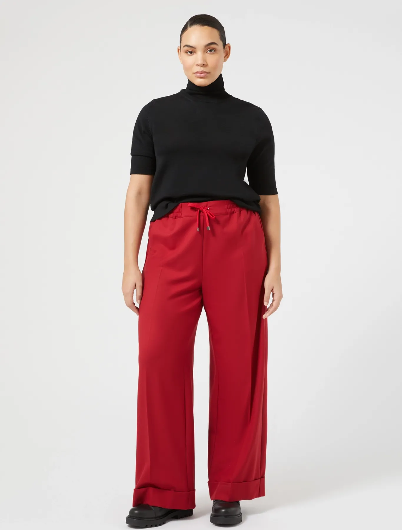 Marina Rinaldi Pantalon en sergé de viscose mélangée ROUGE Discount