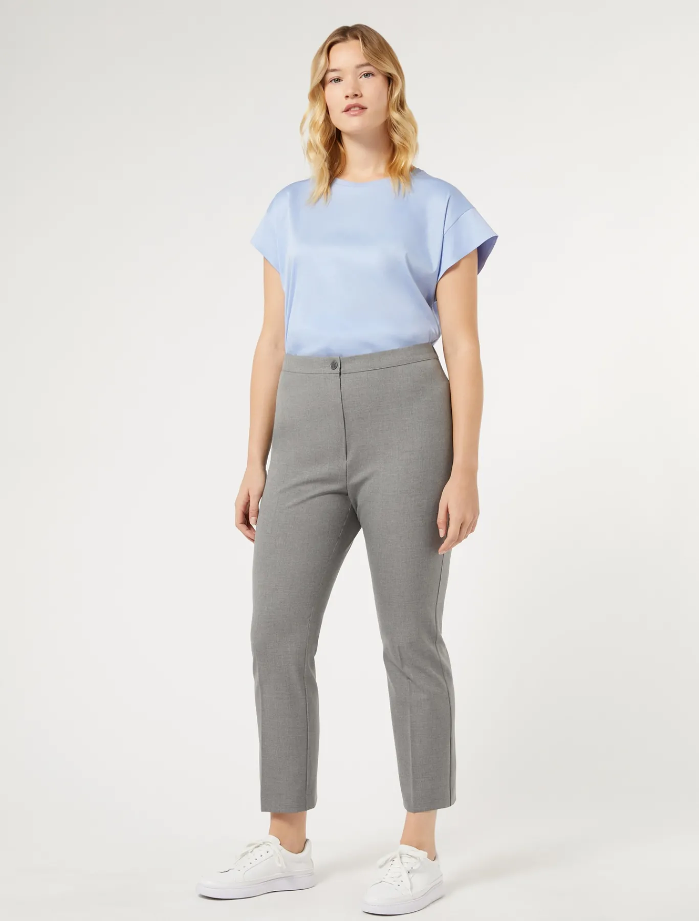 Marina Rinaldi Pantalon en sergé de viscose mélangée GRISMOYEN Discount