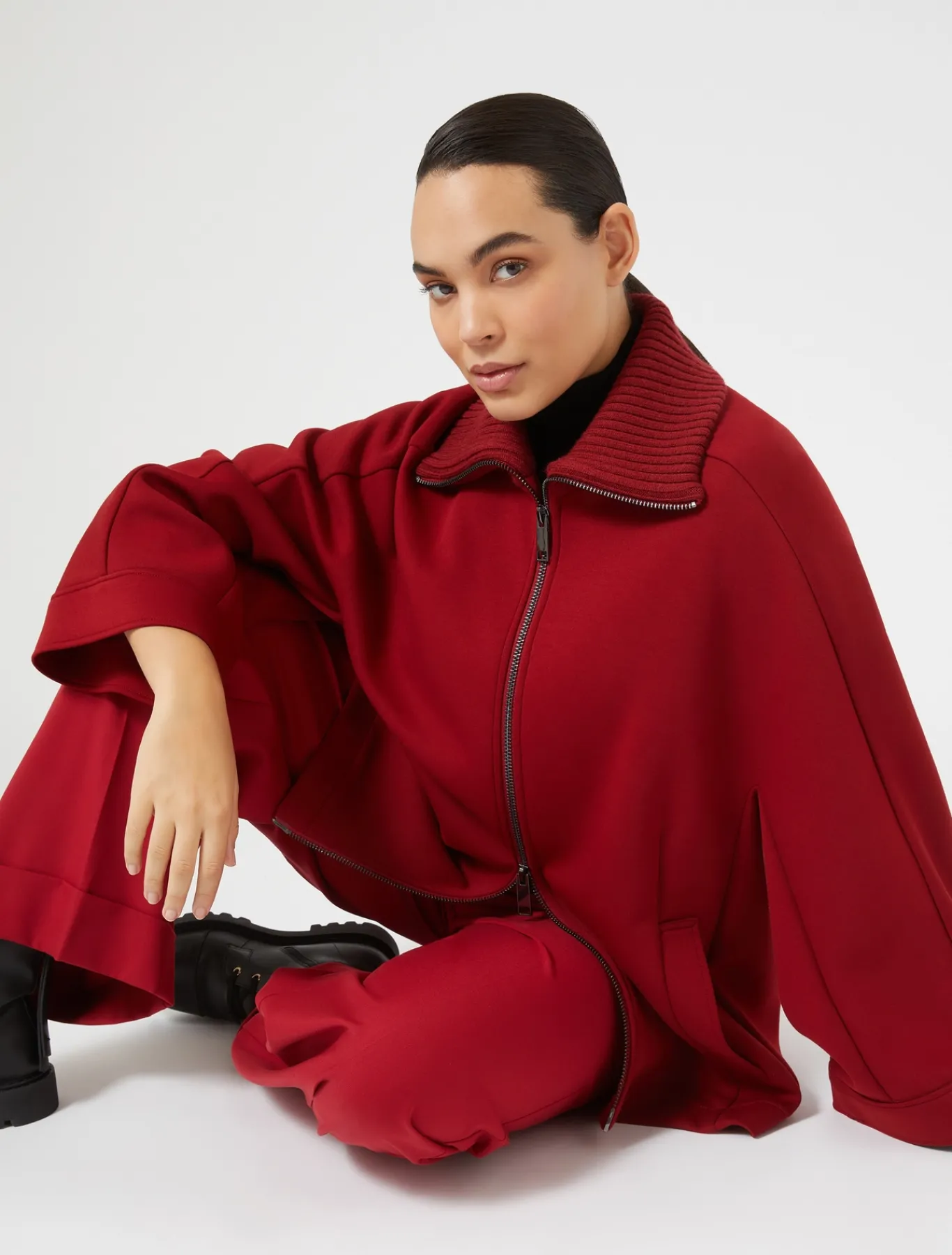 Marina Rinaldi Pantalon en sergé de viscose mélangée ROUGE Discount