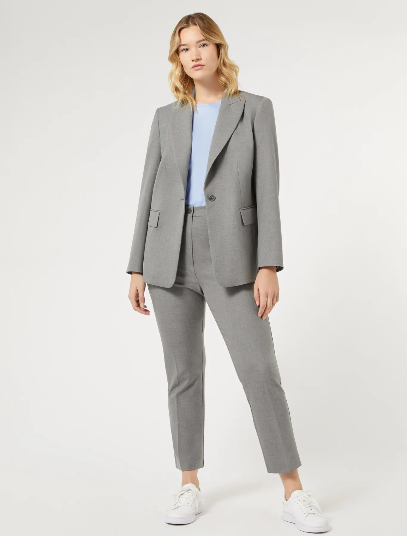 Marina Rinaldi Pantalon en sergé de viscose mélangée GRISMOYEN Discount
