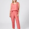 Marina Rinaldi Pantalon en shantung de pure soie ROUGE Clearance