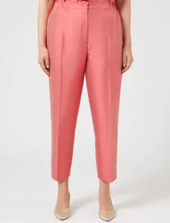 Marina Rinaldi Pantalon en shantung de pure soie ROUGE Clearance