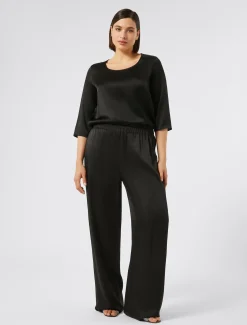 Marina Rinaldi Pantalon en tissu bouclé brillant NOIR New