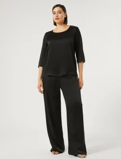 Marina Rinaldi Pantalon en tissu bouclé brillant NOIR New