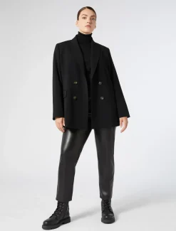 Marina Rinaldi Pantalon en tissu enduit NOIR Online