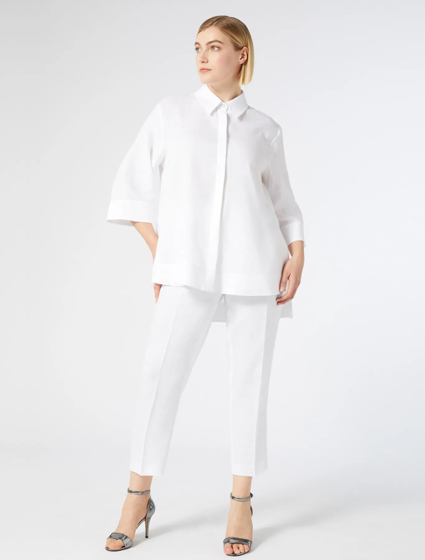 Marina Rinaldi Pantalon en tissu enduit BLANC Outlet