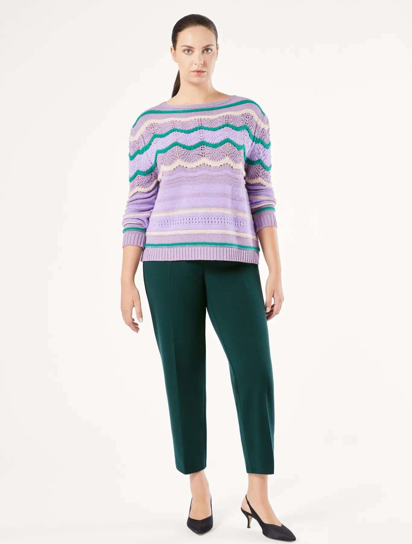 Marina Rinaldi Pantalon en tissu technique VERTFONCE' Clearance
