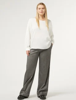 Marina Rinaldi Pantalon en tissu teint en fil et viscose NOIR Sale