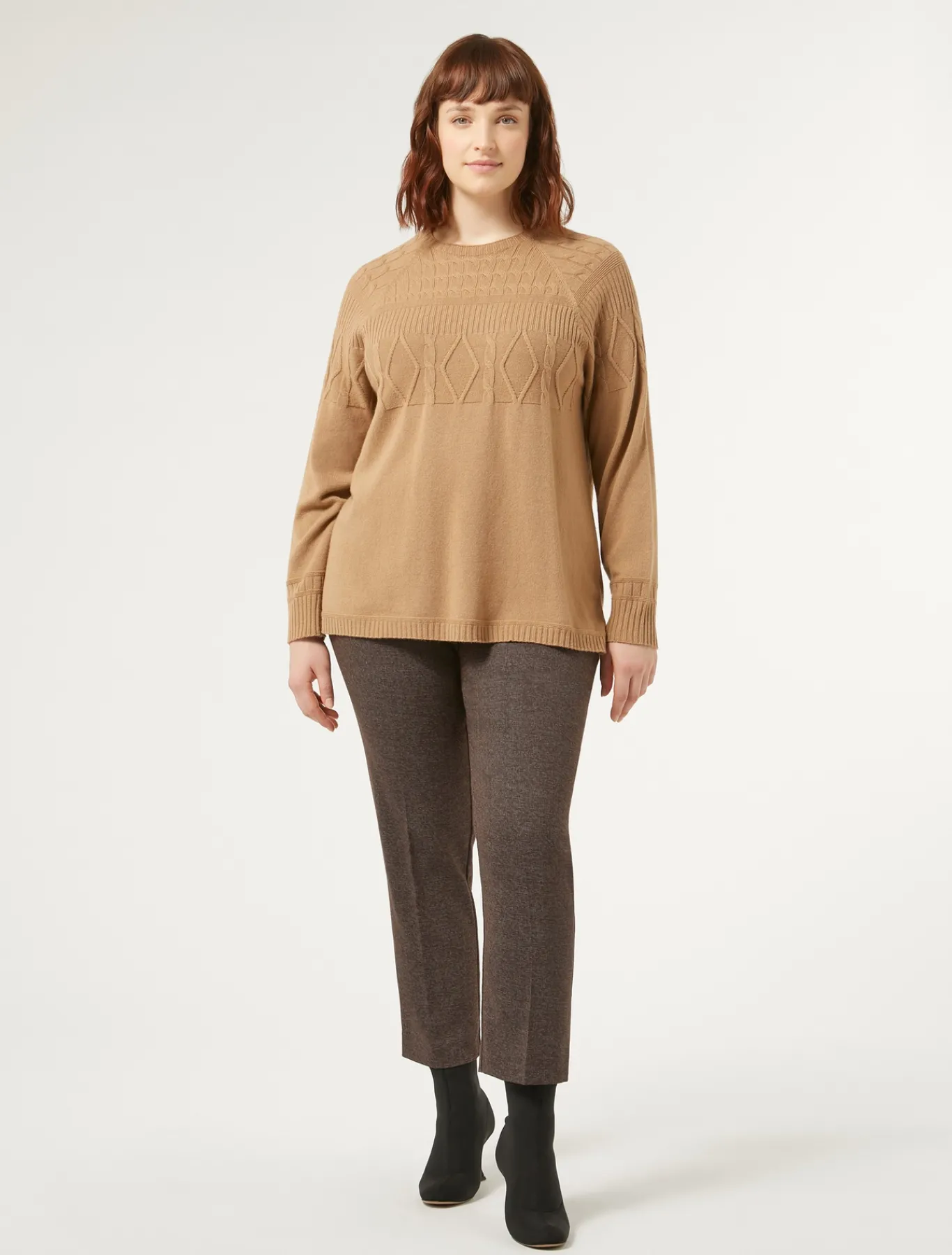 Marina Rinaldi Pantalon en tissu teint en fil et viscose MARRONFONCE Fashion