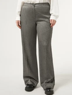 Marina Rinaldi Pantalon en tissu teint en fil et viscose NOIR Sale