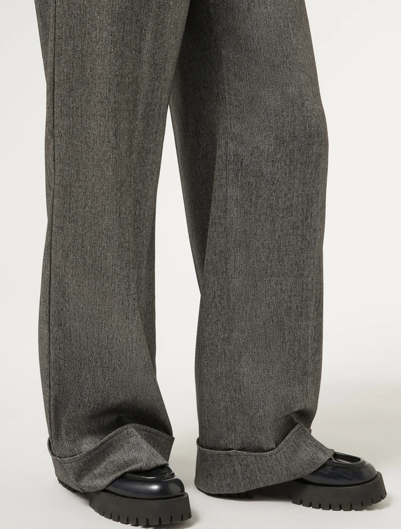 Marina Rinaldi Pantalon en tissu teint en fil et viscose NOIR Sale