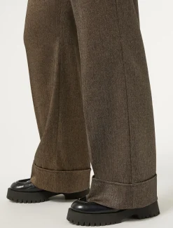Marina Rinaldi Pantalon en tissu teint en fil et viscose MARRONFONCE Clearance