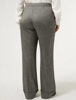 Marina Rinaldi Pantalon en tissu teint en fil et viscose NOIR Sale