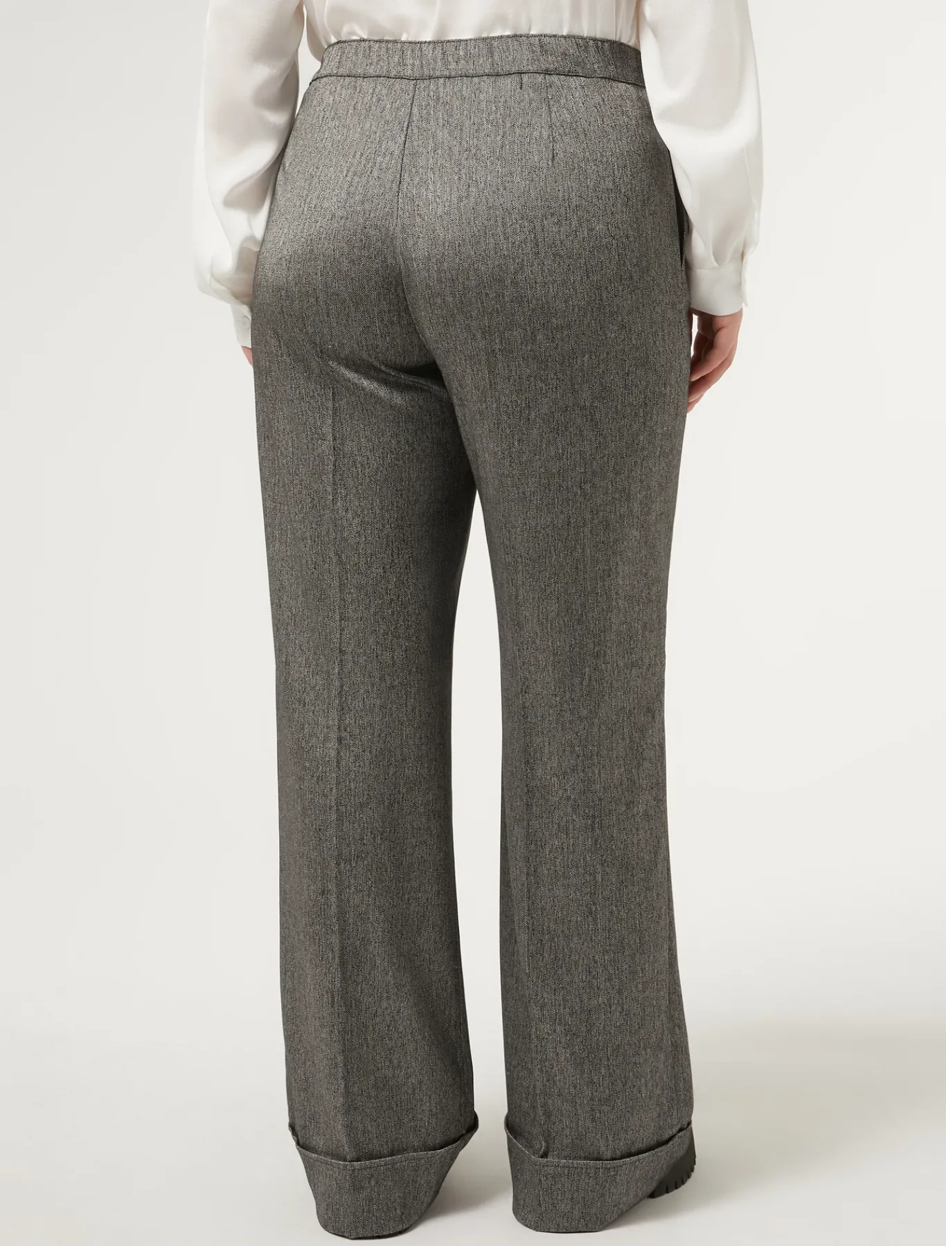 Marina Rinaldi Pantalon en tissu teint en fil et viscose NOIR Sale